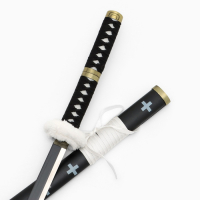 Сувенирное оружие "Катана Ло" 103 см, клинок 68 см, чёрная с белым, на подставке