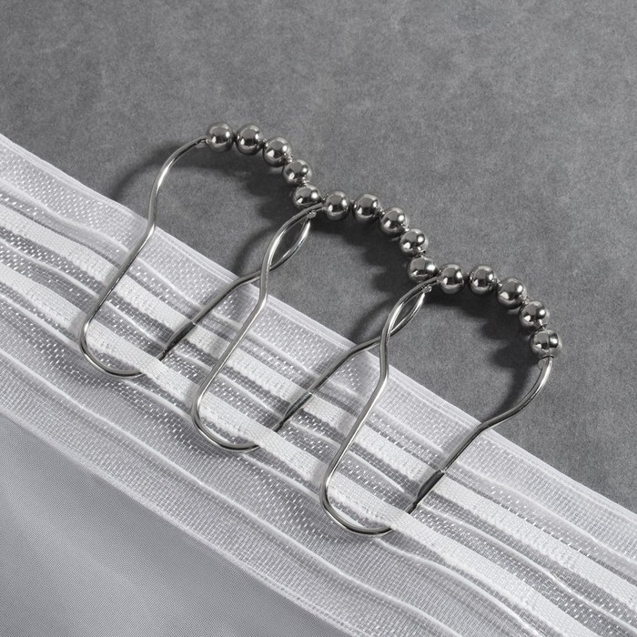 Крючок для штор с шариками, 7,5 × 4 см, 10 шт, цвет серебряный Крючок для штор с шариками, 7,5 × 4 см, 10 шт, цвет серебряный