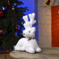 Светодиодная фигура «Олень» 20 × 25 × 12 см, флок, батарейки ААх2 (не в комплекте), свечение тёплое белое Светодиодная фигура «Олень» 20 × 25 × 12 см, флок, батарейки ААх2 (не в комплекте), свечение тёплое белое