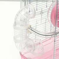 Клетка для грызунов с туннелем и наполнением, 32 х 21 х 55, см, розовая Клетка для грызунов с туннелем и наполнением, 32 х 21 х 55, см, розовая