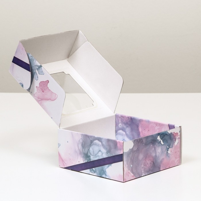 Коробка самосборная, с окном, Коробка самосборная, с окном, "Мелодия" 19 х 19 х 9 см набор 5 шт