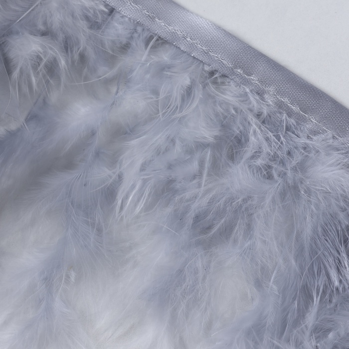 Тесьма с перьями индюка, 13-17 см, 5 &plusmn; 0,5 м, цвет светло-серый