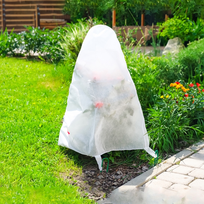 Чехол для растений, с петлями, 100 &times; 100 см, спанбонд с УФ-стабилизатором, плотность 60 г/м&sup2;