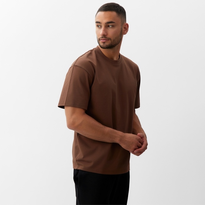 Футболка мужская MINAKU, цвет коричневый, размер 42-44
