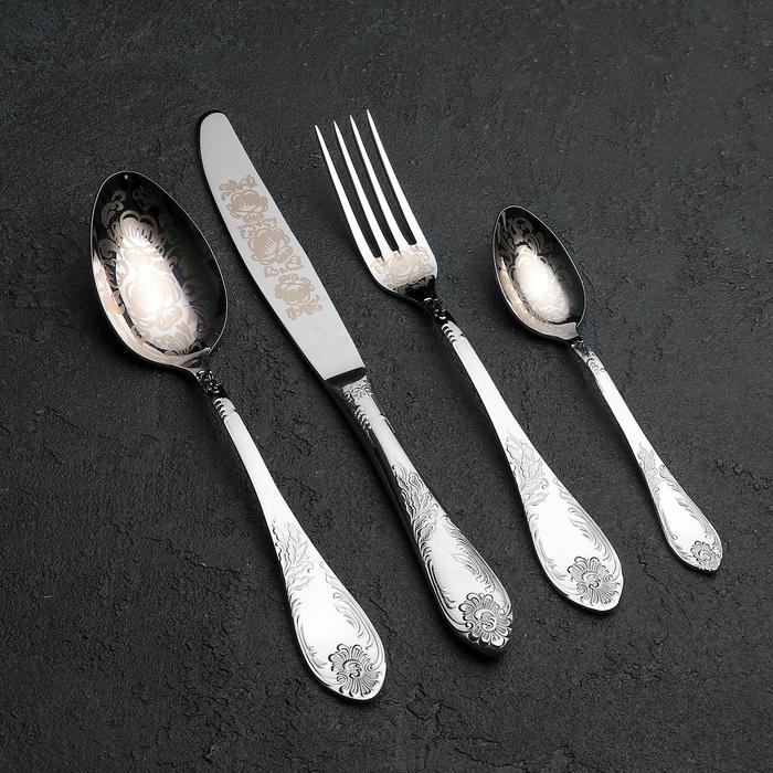 Набор столовых приборов &laquo;Императорский&raquo;, 24 предмета, художественная роспись, декоративная коробка