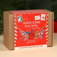 Гифтбокс &laquo;Новогодний подарок&raquo;, чай, драже, шоколад, термостакан, леденец