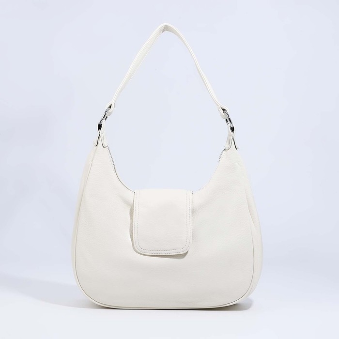 Сумка-мешок на молнии, наружный карман, длинный ремень, цвет белый Сумка-мешок на молнии, наружный карман, длинный ремень, цвет белый