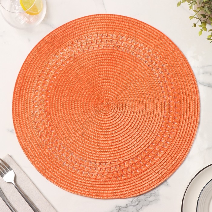 Салфетка сервировочная на стол Доляна &laquo;Оскар&raquo;, d=38 см, цвет оранжевый