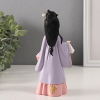 Сувенир полистоун "Девочка в кимоно с платочком и корзиной цветов" розовый 5х7,5х18 см