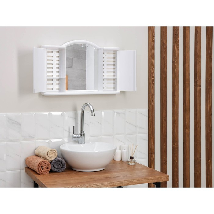 Шкафчик зеркальный для ванной комнаты &laquo;Арго&raquo;, цвет снежно-белый