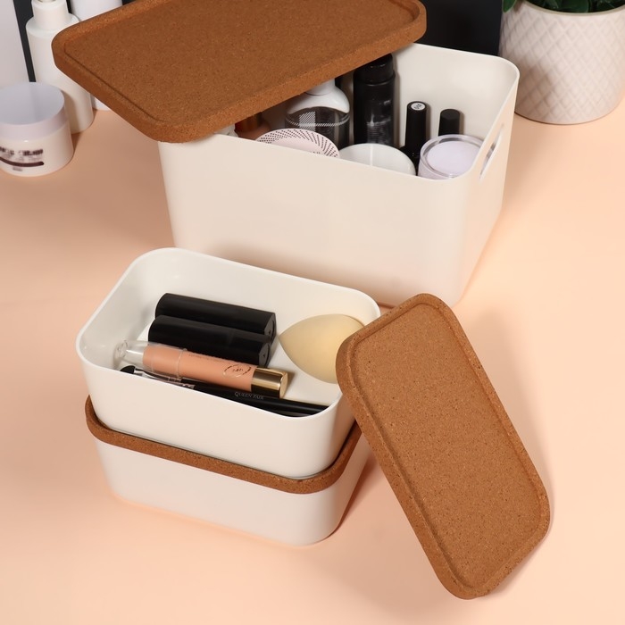 Набор органайзеров для хранения косметических принадлежностей &laquo;Korely&raquo;, 23,5 &times; 16,6 &times; 19,3 см, цвет слоновая кость