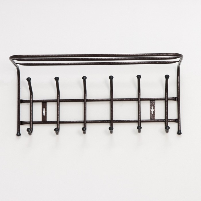 Вешалка настенная с полкой на 6 крючков, цвет медный Вешалка настенная с полкой на 6 крючков, цвет медный