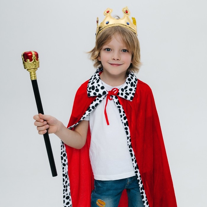 Карнавальный набор &laquo;Важный король&raquo;: плащ, корона на липучках, жезл