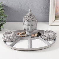 Сад камней Дзен "Будда и лотосы" 2 свечи 16,5х27х20,5 см Сад камней Дзен "Будда и лотосы" 2 свечи 16,5х27х20,5 см