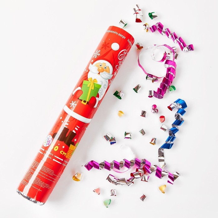 Новогодняя пневматическая хлопушка &laquo;С Новым Годом! Дедушка мороз&raquo;, фольга-серпантин, 30 см