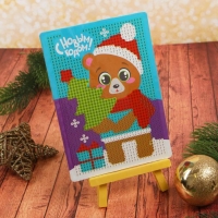 Алмазная мозаика на новый год с частичным заполнением для детей &laquo;Медведь&raquo;, 10 х 15 см, новогодний набор для творчества