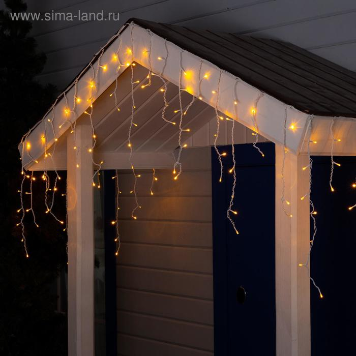 Гирлянда &laquo;Бахрома&raquo; 4 &times; 0.6 м, IP44, белая нить, 180 LED, свечение жёлтое, 8 режимов, 220 В