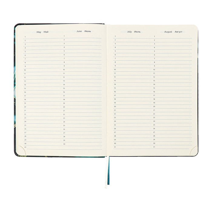 Ежедневник недатир A5 136л кожзам deVENTE. Marble,тв обл с пор,тис ф,перф,ляс,кр бл70,зел