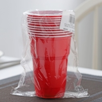 Стаканы пластиковые одноразовые &laquo;Факел Экстра&raquo;, 500 мл, в наборе 10 шт, цвет красно-белый
