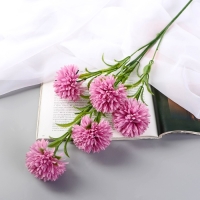 Цветы искусственные "Хризантема помпон" d-6 см 80 см, сиреневый Цветы искусственные "Хризантема помпон" d-6 см 80 см, сиреневый