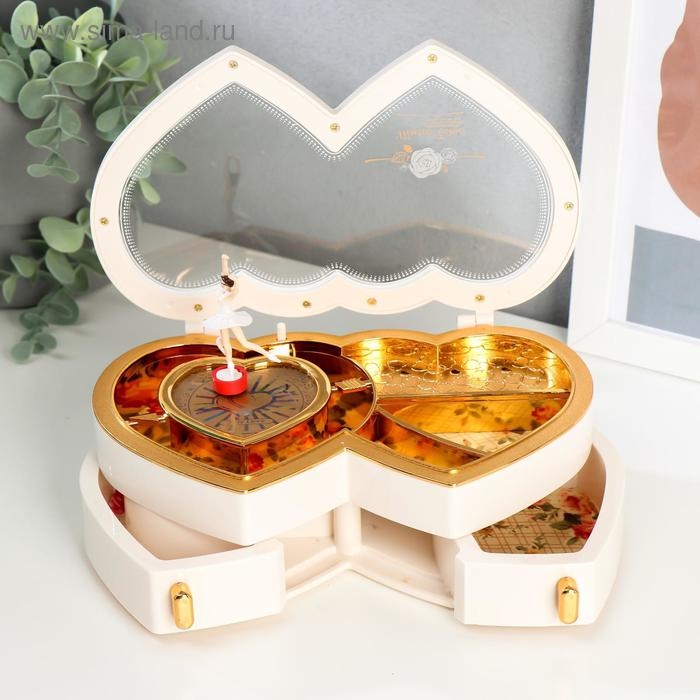 Шкатулка музыкальная механическая Шкатулка музыкальная механическая "Белые сердца" 12,5х21,5х7,5 см