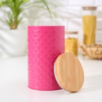 Банка для сыпучих продуктов &laquo;Ромб&raquo;, 19&times;10,5&times;10,5 см, цвет розовый