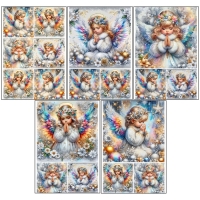 Набор декупажных карт 5 шт «Новогодние ангелы», плотность 45 гр/м2, формат А4 Набор декупажных карт 5 шт «Новогодние ангелы», плотность 45 гр/м2, формат А4