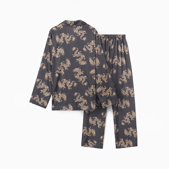 Пижама мужская (рубашка и брюки) KAFTAN Пижама мужская (рубашка и брюки) KAFTAN "Дракон" размер 50, графитовый