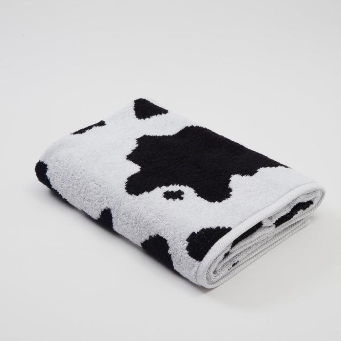 Полотенце махровое Этель ЧБ «Корова», пестроткань, 70х130 см Полотенце махровое Этель ЧБ «Корова», пестроткань, 70х130 см