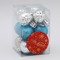 Набор шаров пластик d-2,5 см, 12 шт "Альянс" серебро, синий Набор шаров пластик d-2,5 см, 12 шт "Альянс" серебро, синий