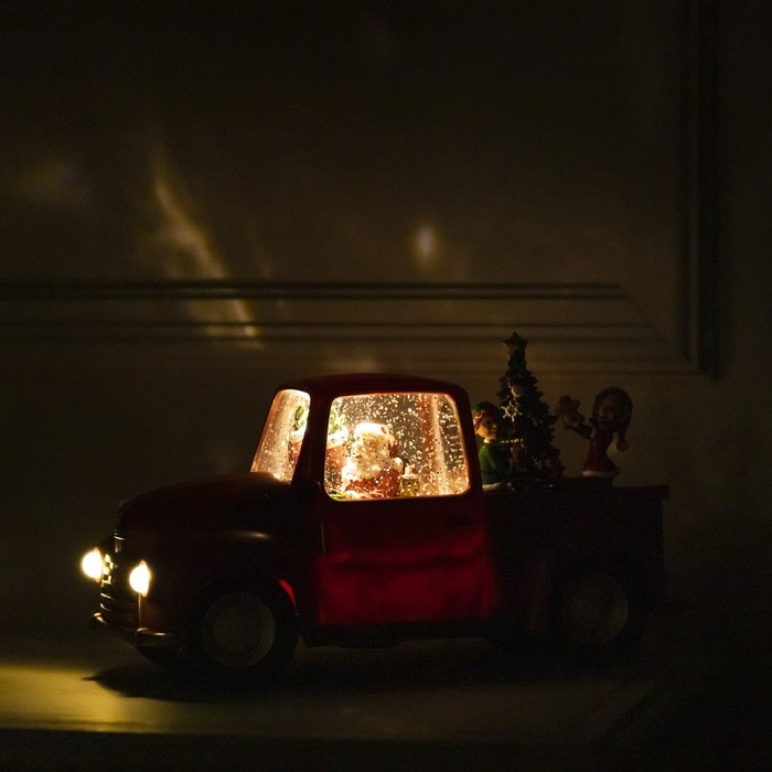 Светодиодная фигура &laquo;Машина с эльфами&raquo; 28 &times; 17 &times; 12 см, пластик, батарейки ААх3 (не в комплекте), USB, свечение тёплое белое