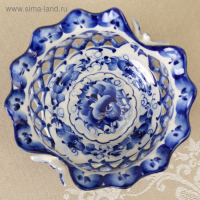 Конфетница &laquo;Бабочки&raquo;, 15&times;15&times;8 см, ажурная, гжель