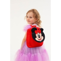 Рюкзак плюшевый, на молнии, с карманом, 19х22 см, Минни Маус