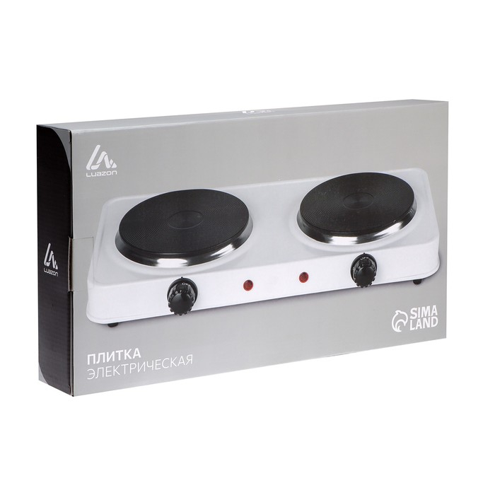 Плитка электрическая Luazon LHP-003, 2 конфорки, 2000 Вт, нагреватель спираль, белая Плитка электрическая Luazon LHP-003, 2 конфорки, 2000 Вт, нагреватель спираль, белая