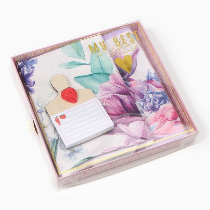 Набор подарочный "Самая заботливая" полотенце 40х73см, прихватка 19х19см, магнит 11х7см