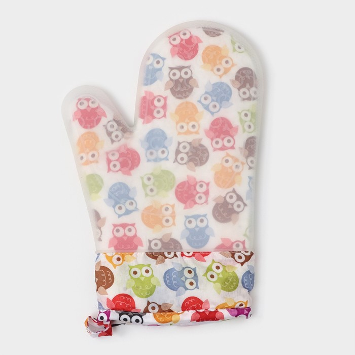 Рукавица для горячего Доляна &laquo;Совы&raquo;, силикон, 28&times;19 см