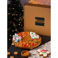 Подарочный набор деревянной посуды Adelica &laquo;Фортуна&raquo;, менажница на ножках с соусницей, d=30 см, 70 мл, берёза