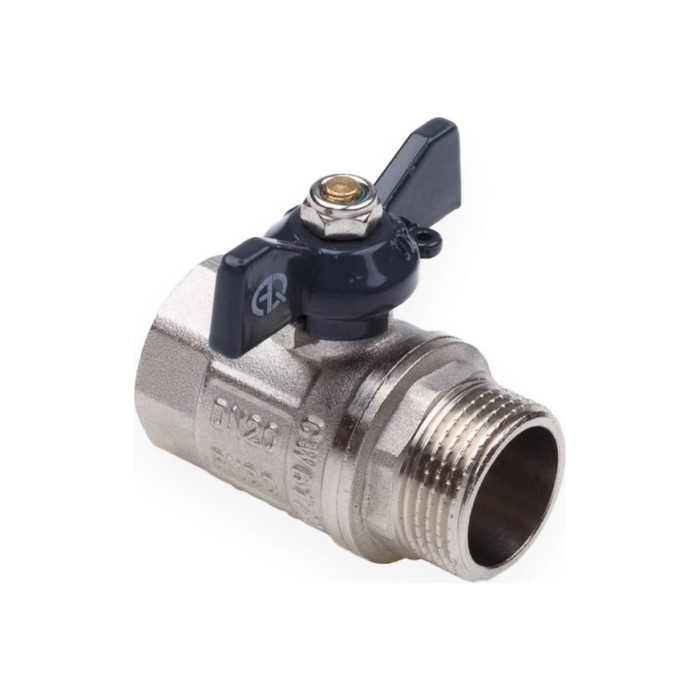 Кран шаровой AQUALINK, PN 50, внутренняя/наружная резьба 3/4 Кран шаровой AQUALINK, PN 50, внутренняя/наружная резьба 3/4", бабочка, никелированный