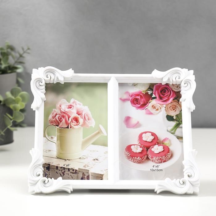 Фоторамка пластик на 2 фото Фоторамка пластик на 2 фото "Узорные уголки" 10х15 см, 18,5х24,5 см