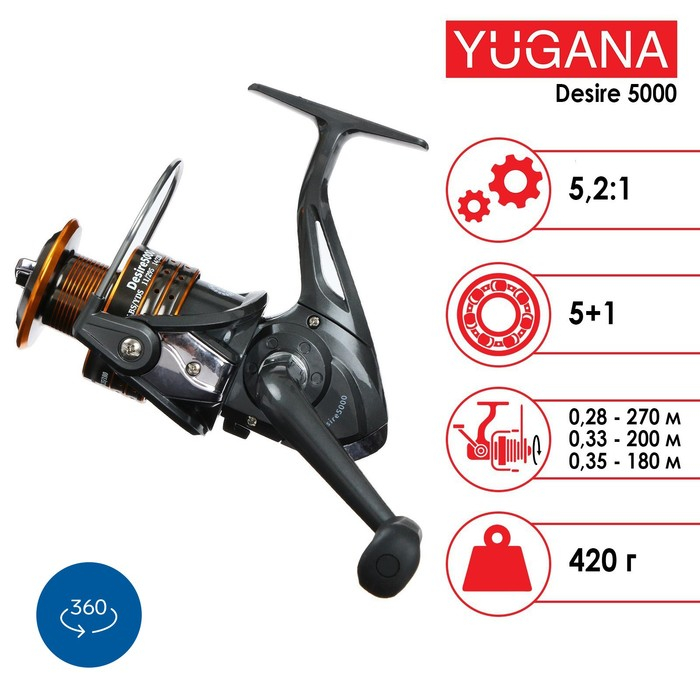 Катушка YUGANA Desire 5000 5+1 подшипник, 5.2:1 Катушка YUGANA Desire 5000 5+1 подшипник, 5.2:1