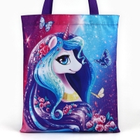 Шопер детский для девочки детская для девочки «Единорожка», 32х25х1 см, без молнии, без подклада, сиреневый Шопер детский для девочки детская для девочки «Единорожка», 32х25х1 см, без молнии, без подклада, сиреневый