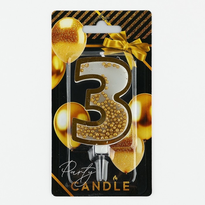 Свеча для торта, цифра с шейкером «3», 9,5 х 4 см Свеча для торта, цифра с шейкером «3», 9,5 х 4 см