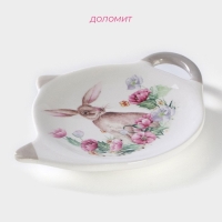 Подставка под чайный пакетик Доляна «Зайка», 12×9 см, цвет белый Подставка под чайный пакетик Доляна «Зайка», 12×9 см, цвет белый