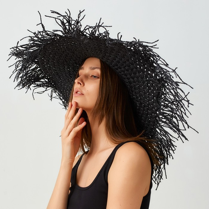 Шляпа женская MINAKU "Summer mood", размер 56-58, цвет черный