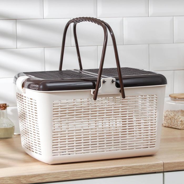 Корзина для пикника, 45&times;30&times;24 см, цвет светло-коричневый