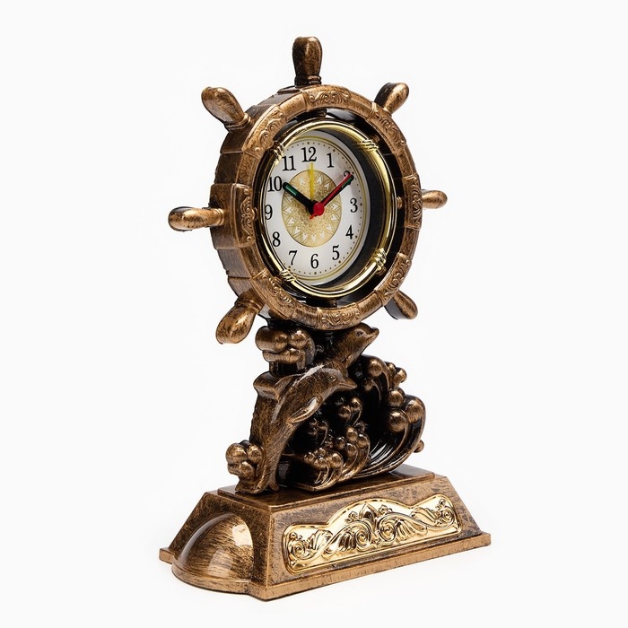 Часы - будильник настольные Часы - будильник настольные "Штурвал", дискретный ход, циферблат d-7 см, 15 х 22.5 см, АА