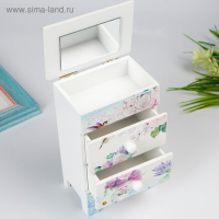 Шкатулка дерево комод 2 ящика "Лаванда и розы" 18,5х7,5х11,8 см