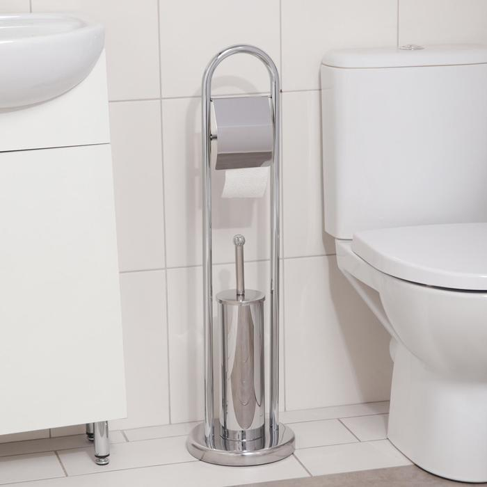 Ёрш для унитаза напольный Accoona, 21,5×21,5×81 см, с держателем для туалетной бумаги, цвет хром Ёрш для унитаза напольный Accoona, 21,5×21,5×81 см, с держателем для туалетной бумаги, цвет хром