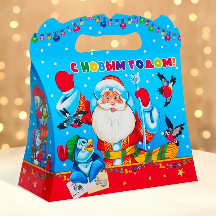 Новый год. Подарочная коробка Новогодняя Сумочка Новый год. Подарочная коробка Новогодняя Сумочка "Телеграмма" с анимацией 25,5 х 11 х 20 см.