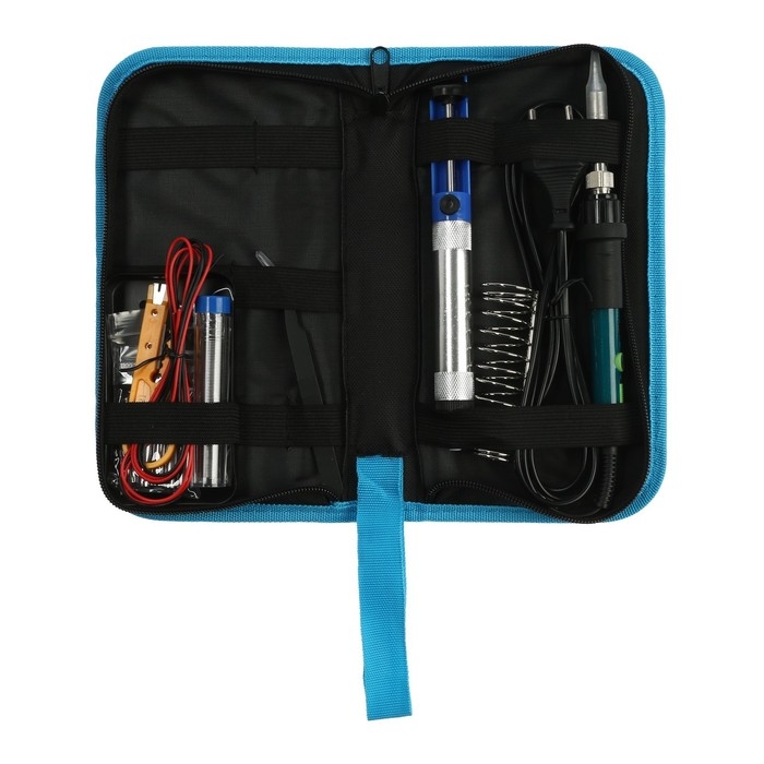 Паяльный набор ТУНДРА, паяльник 60 Вт с регулировкой температуры, 15 предметов Паяльный набор ТУНДРА, паяльник 60 Вт с регулировкой температуры, 15 предметов